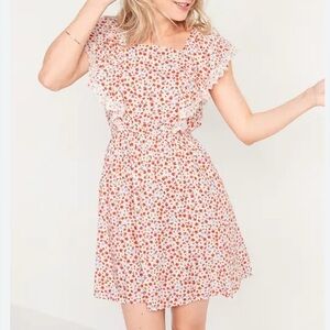 Old Navy Floral Waist-Defined Flutter Sleeve Tie-Back Mini Dress Women’s 3X